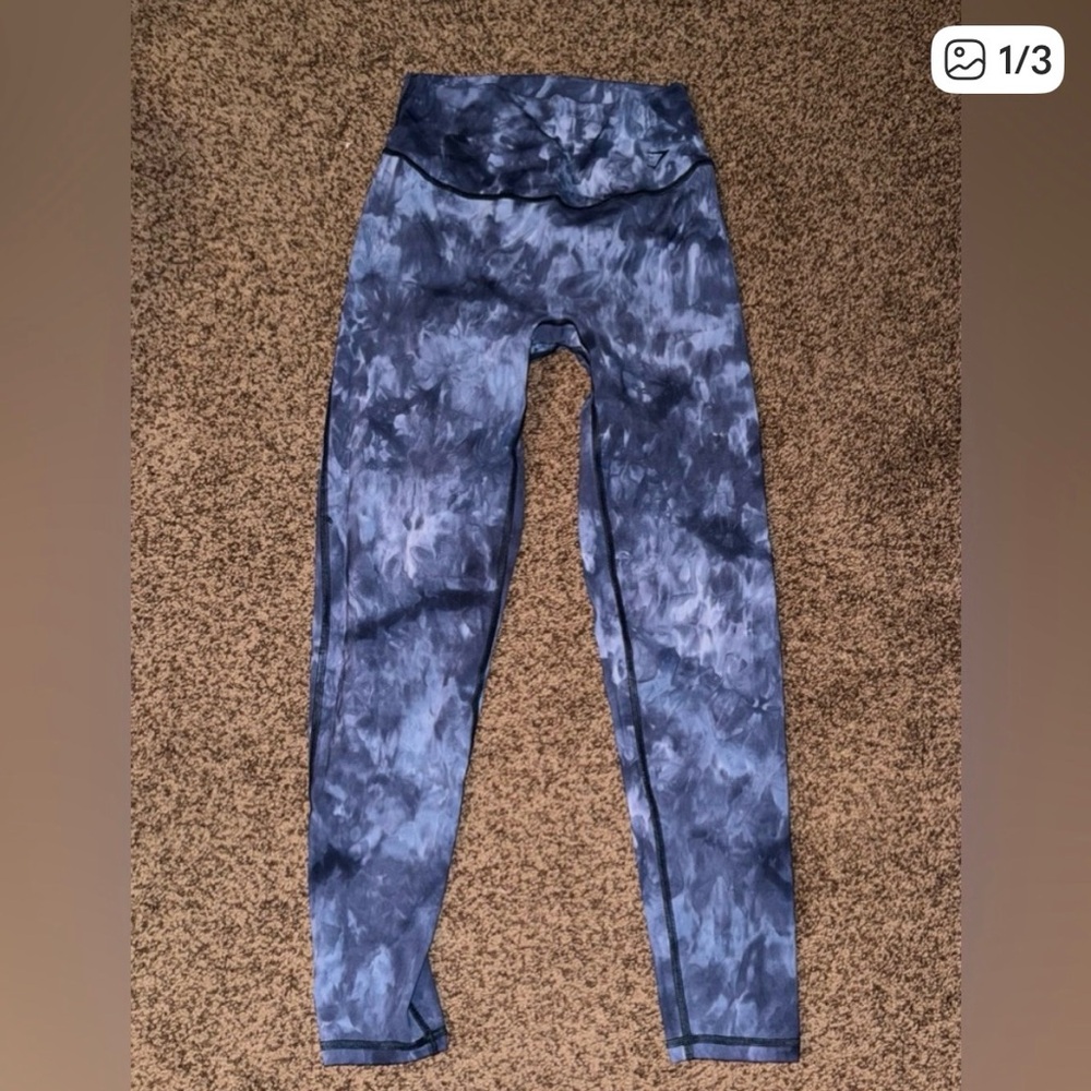 GYMSHARK BLUE TYE DYE LEGGINGS SIZE M